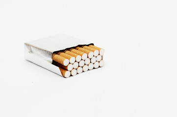 Pack of 20 cigrettes isolated on white