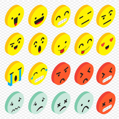 illustration of info graphic emoticons icon concept in isometric 3d graphic