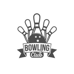 bowling emblem, label, badge and designed elements