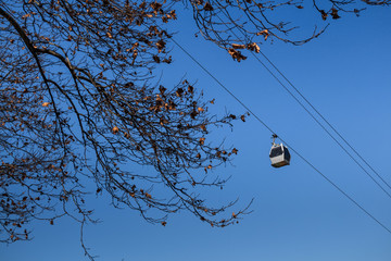 Funicular on sky background
