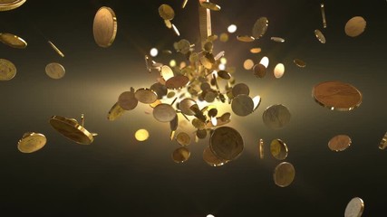 Flight Coins Loopable Background. High quality flight dolar coins- loopable background