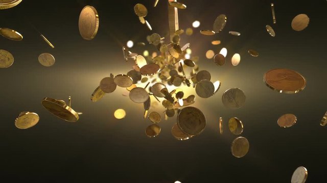 Flight Coins Loopable Background. High quality flight dolar coins- loopable background