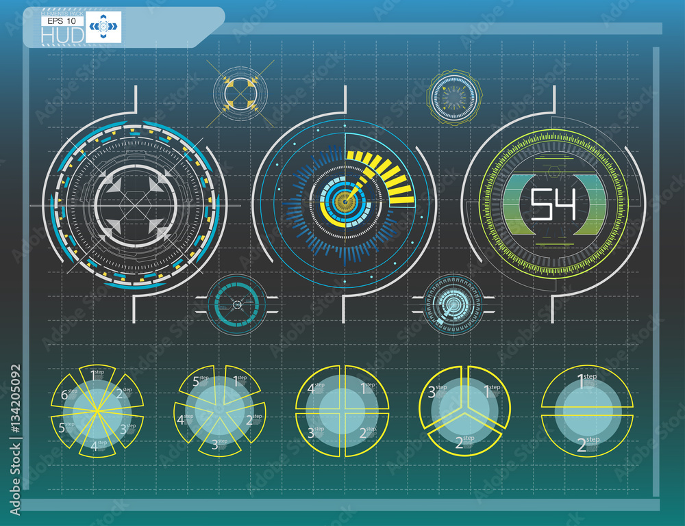 Poster hud elements,graph.vector illustration.head-up display elements for the web.