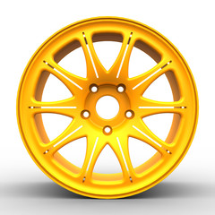 3D model yellow aluminium car wheel 