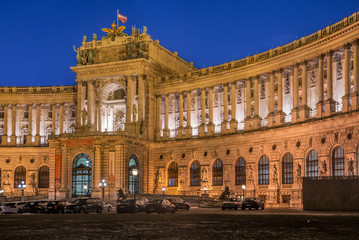 Naklejka premium Vienna, Austria, Hofburg imperial palace in the night