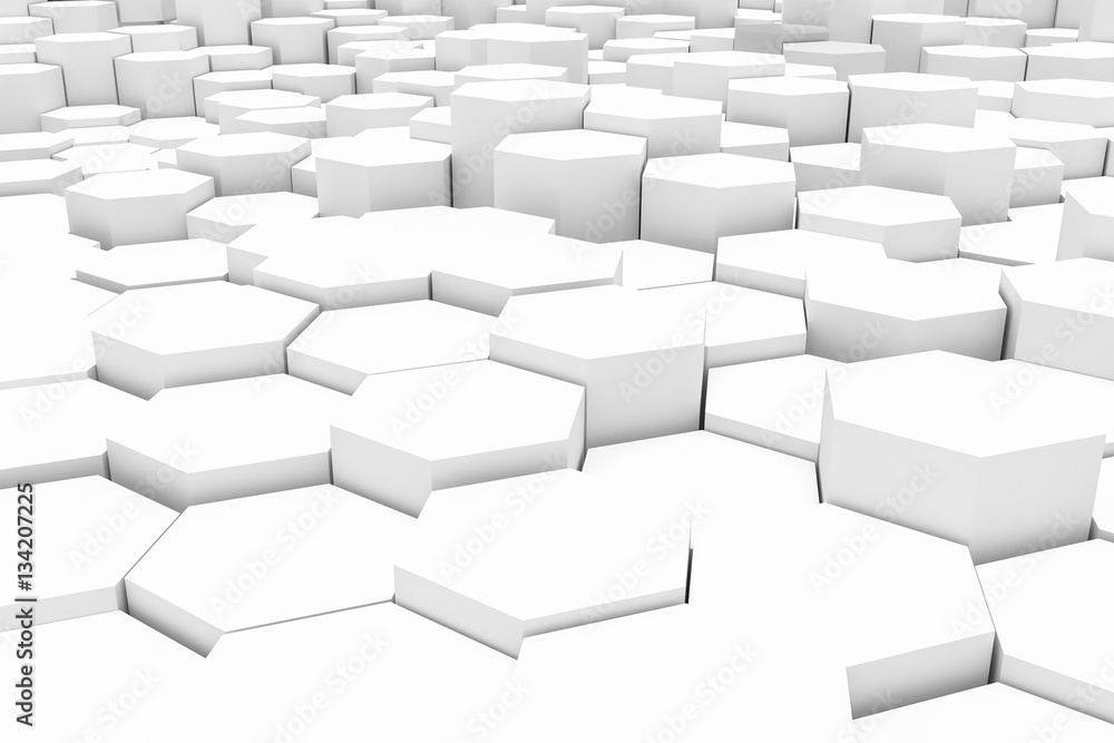 Leinwandbilder white geometric hexagonal abstract for design background. 3d rendering