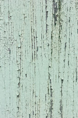 Green paint peeling off a wood