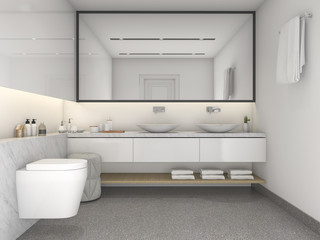 Fototapeta na wymiar 3d rendering white minimal modern style bathroom