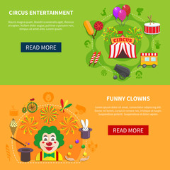 Circus and clowns horizontal set banner