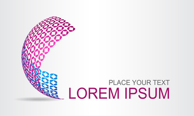 Logo stylized spherical surface with abstract shapes