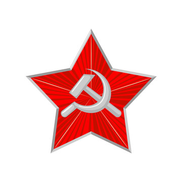 The military Soviet star with hammer and sickle.