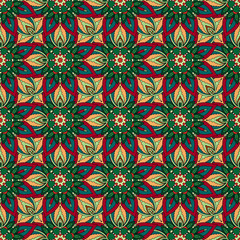 Ornate floral seamless texture, endless pattern with vintage mandala elements.