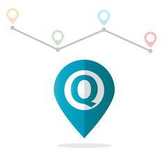 Initial Letter Q With Pin Location Logo on Maps
