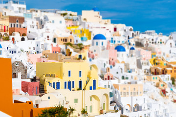 Oia village, view of Ia town, Santorini island, Greece