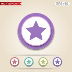 Colored icon or button of star symbol with background