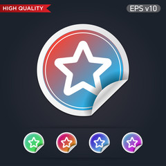 Colored icon or button of star symbol with background