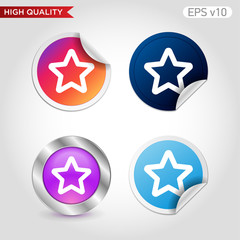 Colored icon or button of star symbol with background