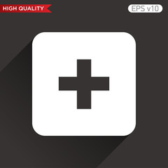 Colored icon or button of plus symbol with background