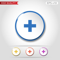 Obraz premium Colored icon or button of plus symbol with background