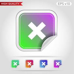 Obraz premium Colored icon or button of delete or cross symbol with background