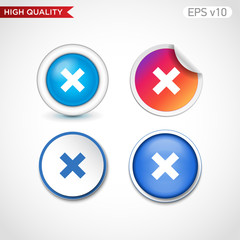 Obraz premium Colored icon or button of delete or cross symbol with background