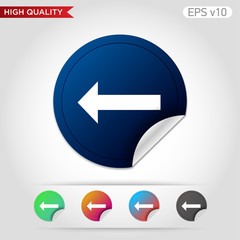 Colored icon or button of left arrow symbol with background