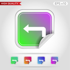 Colored icon or button of left arrow symbol with background