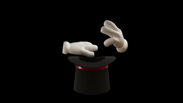Magic Hat. High quality magic hat animation. Animation showing white hands which make sorcery (your element) from the cap. Video contains various elements: 1.Magic hat animation, 2.Alpha mask of the m