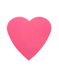 pink heart made of paper isolated on white background
