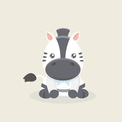 Vector cartoon character of little funny zebra.
