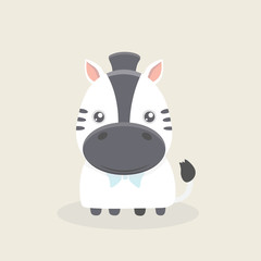 Vector cartoon character of little funny zebra.
