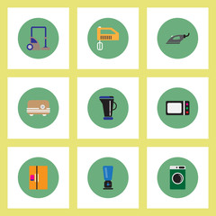 Collection of stylish vector icons in colorful circles Home Appliances