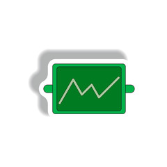 line graph Vector illustration in paper sticker style of board with progress statistics