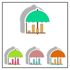 Fototapeta premium protect the stock market bar graph business concept Vector illustration collection in paper sticker style of column chart and umbrella
