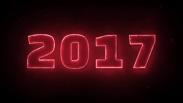 2017 tag red glowing on black background - happy new year