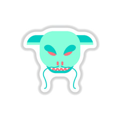 Vector illustration of Chinese new year celebration in paper sticker style dragon festival face