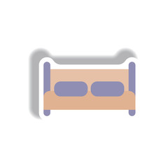 Vector illustration in paper sticker style bed