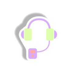 Vector illustration in paper sticker style headphones