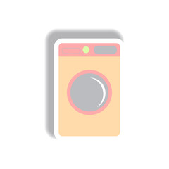 Vector illustration in paper sticker style washing machine