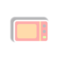 Vector illustration in paper sticker style microwave