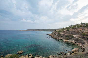 Sea caves near Cape Greko. Mediterranean Sea,Cyprus