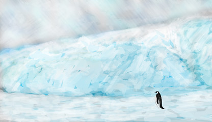arctic landscape with penguin
