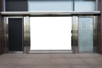  Large blank billboard on a street wall,  banners with room to add your own text