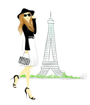 illustrazione di ragazza a parigi