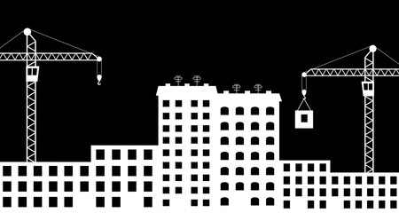 Silhouette the construction of city.
