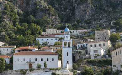 Blue church in Kondraq, Albania