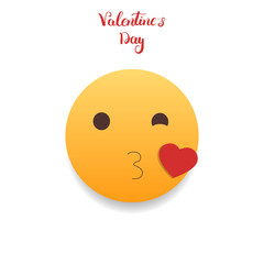 Valentines Day emoticon. Kiss emoji