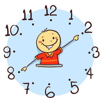 recommend clip art: Vector Illustration of Boy using his arm as clock hand