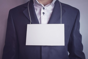 blank signboard and businessman