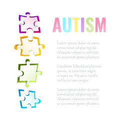 Autism awareness poster with puzzle pieces on white background. Solidarity and support symbol. Medical concept. Vector illustration.